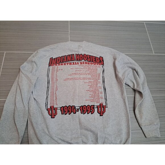 Vtg Indiana University Hoosier Hysteria Graphic Sweatshirt Mens XL Gray 90's - Picture 9 of 11